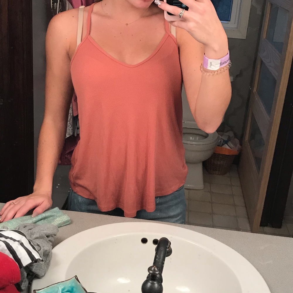 Peach tank top with lace back